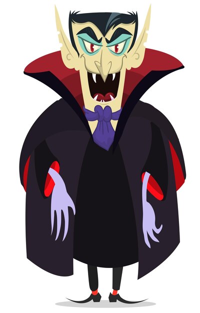 Vector vampiro de dibujos animados lindo sonriendo ilustración vectorial