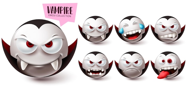 Vampiro emoji vector conjunto Emojis mascota personaje icono colección