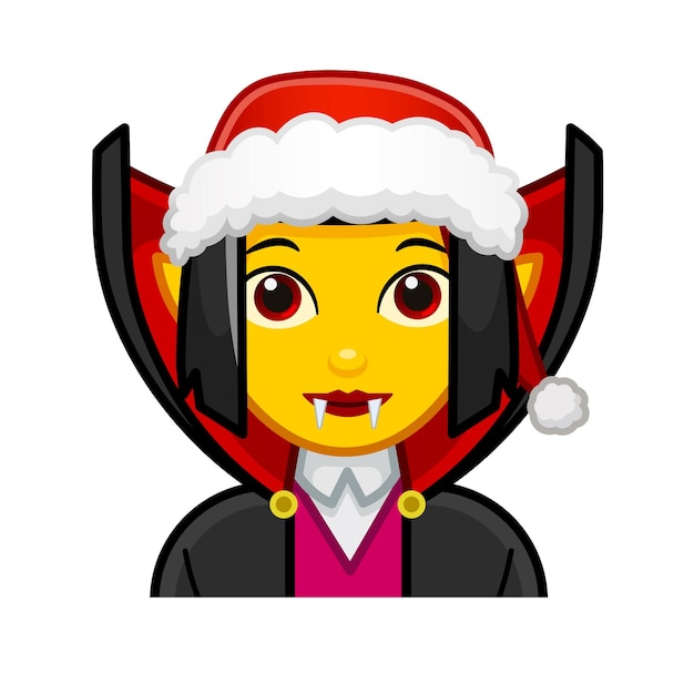 Vampiro femenino de Navidad o Drácula Tamaño grande de cara emoji amarilla