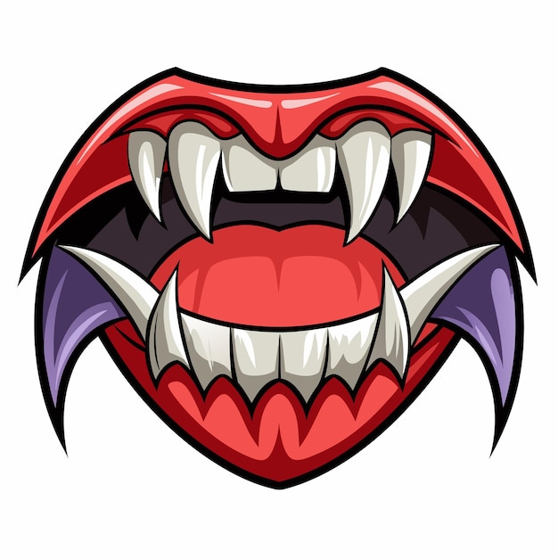 Los vampiros abren la boca con colmillos afilados