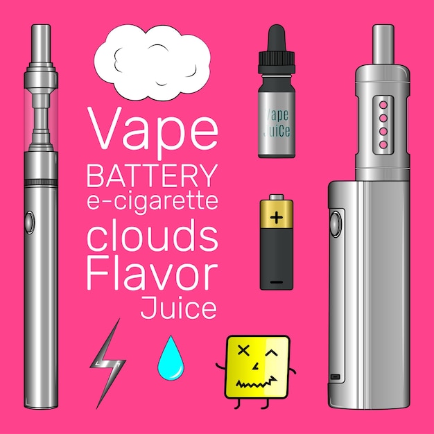 Vector vape shop set vector de fondo meñique