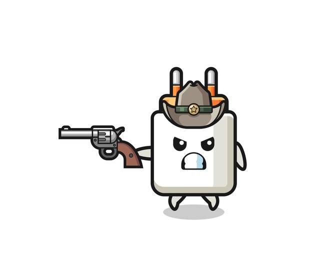 el vaquero del adaptador de corriente disparando con una pistola