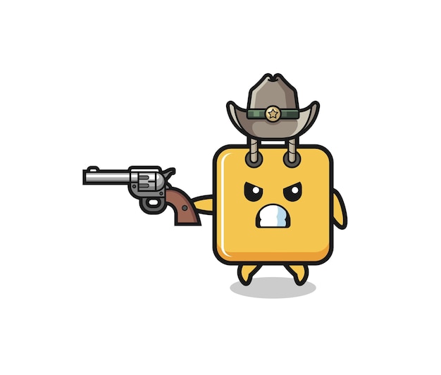 El vaquero de la bolsa de compras disparando con un arma