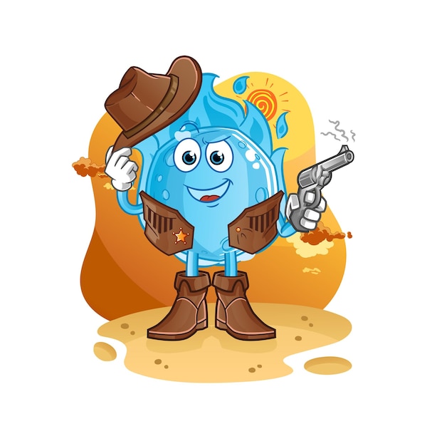 Vaquero de brújula con vector de caracteres de pistola