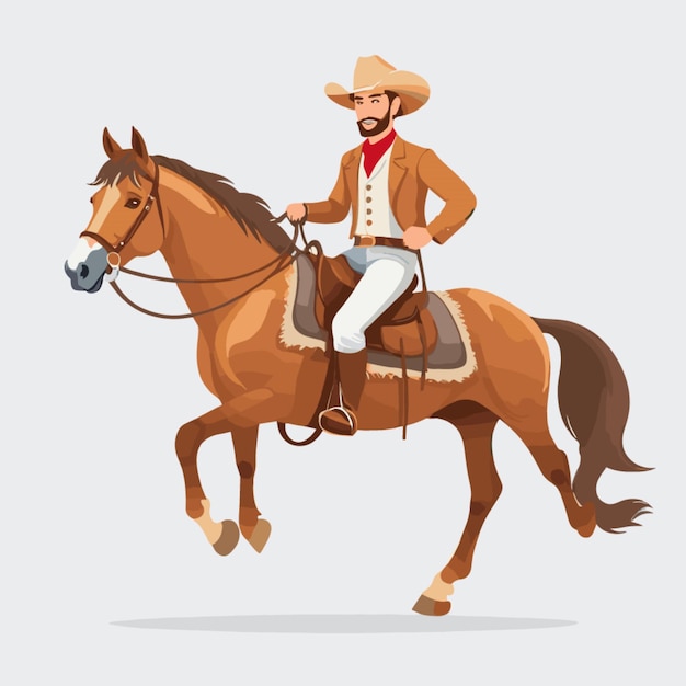 vaquero a caballo vector sobre un fondo blanco