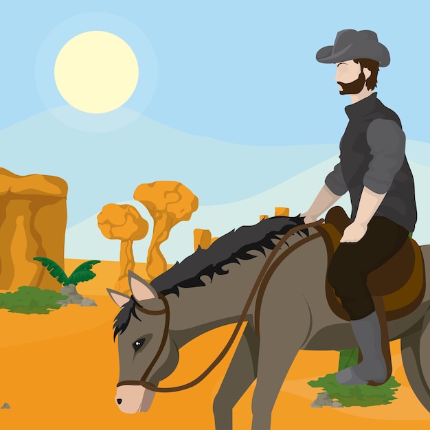 Vector vaquero y caballo