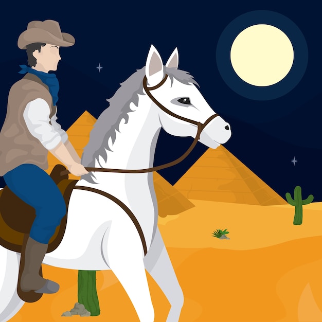 Vector vaquero y caballo