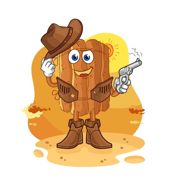 Vector vaquero de canela con vector de caracteres de pistola