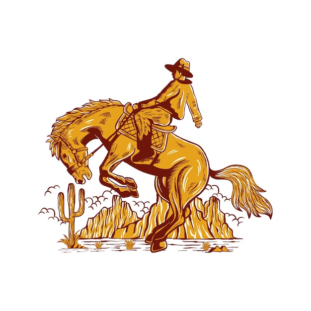 Vector vaquero, caos, ilustración