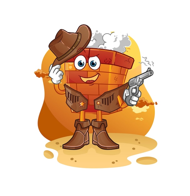 vaquero de chimenea con vector de caracteres de pistola