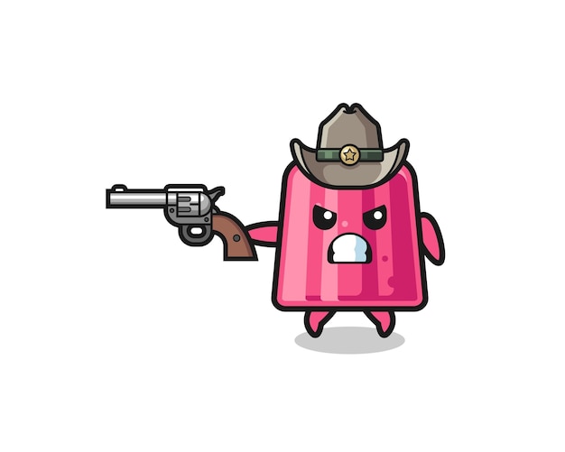 Vector el vaquero de gelatina disparando con un arma