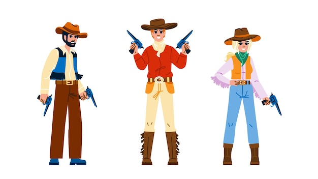 Vaquero, hombre, mujer, vector