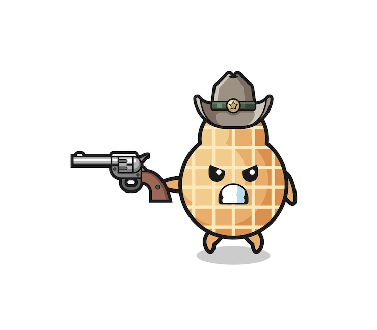 Vector el vaquero maní disparando con un arma