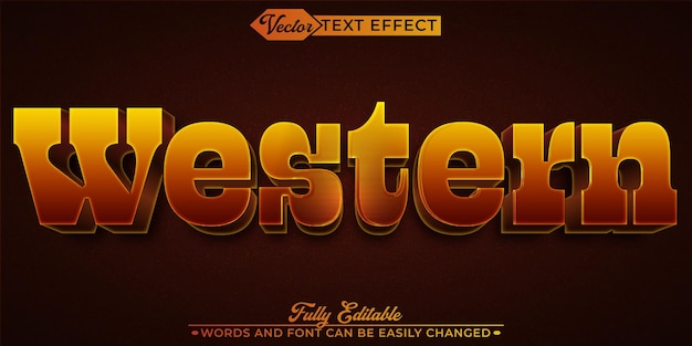 El vaquero occidental quería una plantilla de efectos de texto editable vectorial