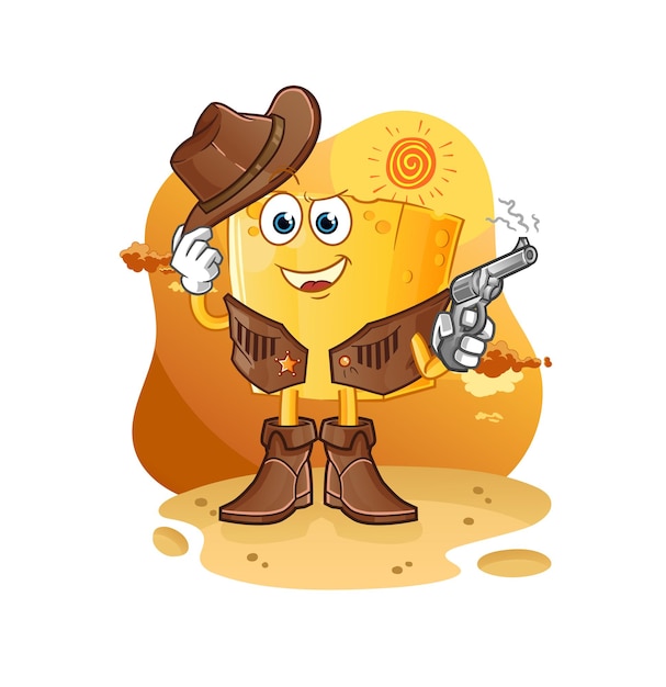 Vaquero de queso con vector de caracteres de pistola