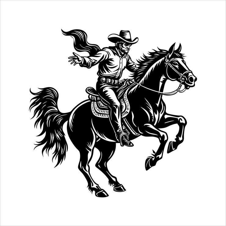 Vector el vaquero del rodeo montando un bucking bronco svg