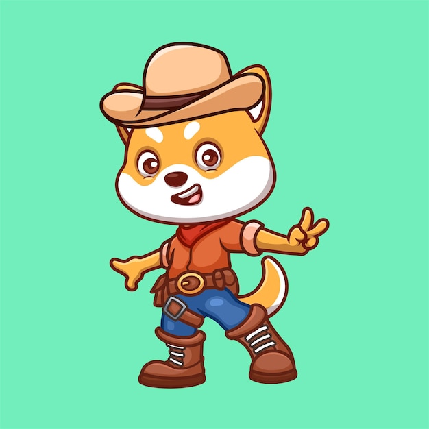 El vaquero Shiba Inu es un dibujante lindo.