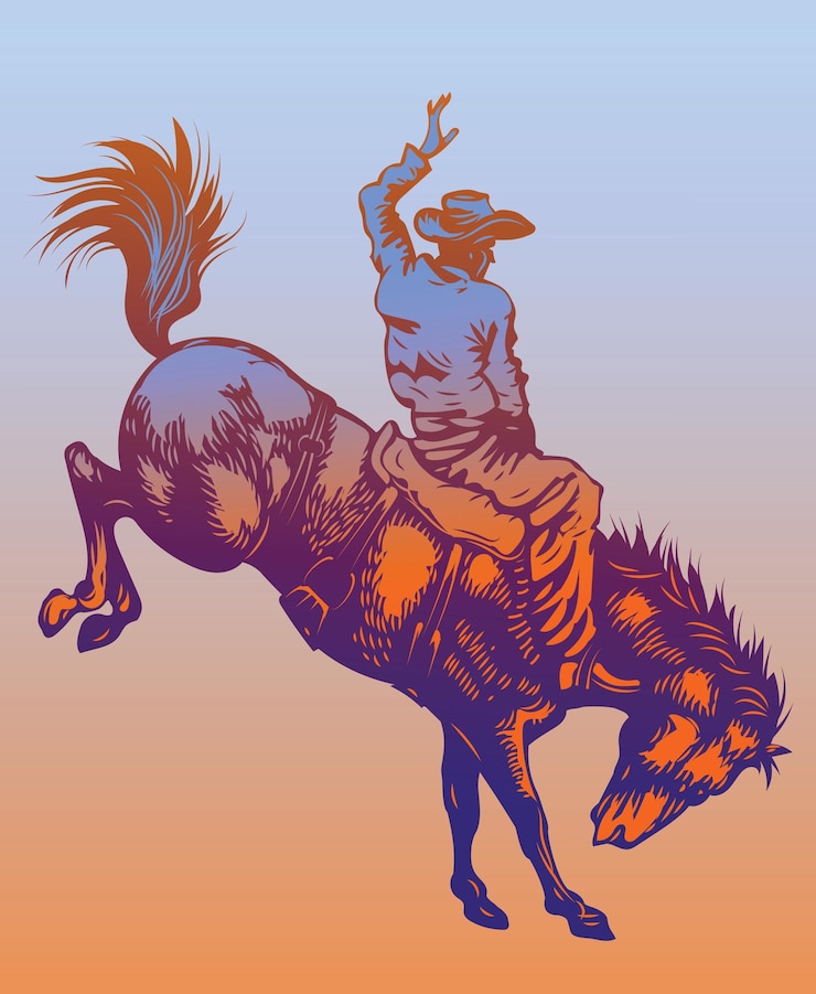 Vector vaquero con un sombrero en un toro buckingx9