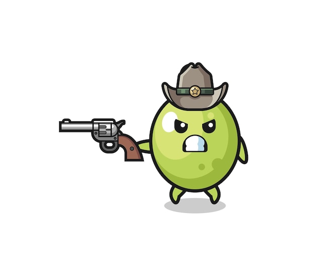 El vaquero verde oliva disparando con una pistola.