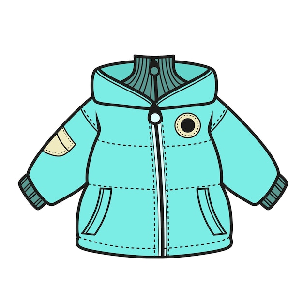 Vector variación de color de la chaqueta hinchada casual fuertemente aislada para página de colorear