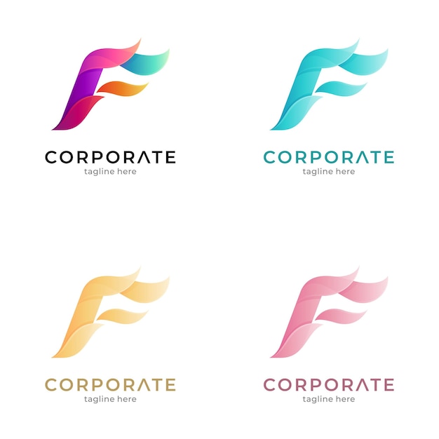 Variación del logotipo degradado de la letra f de fuego