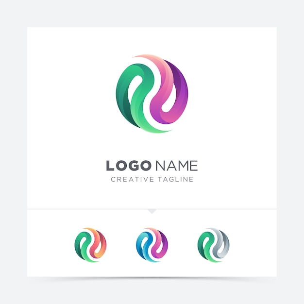 Variación de logotipo de forma colorida abstracta