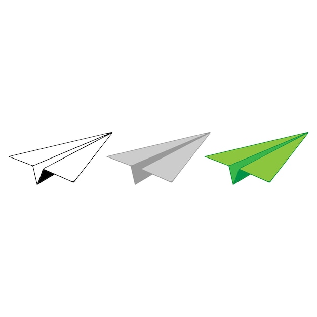 Variaciones de aviones de papel Arte de línea Aviones de origami grises y verdes