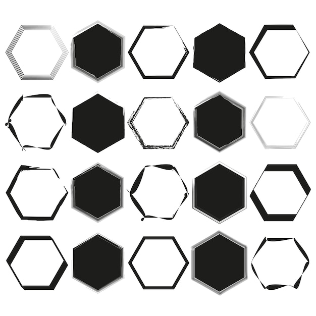 Variaciones del hexágono conjunto Diversidad de formas geométricas Contorno y hexágonos llenos Vector