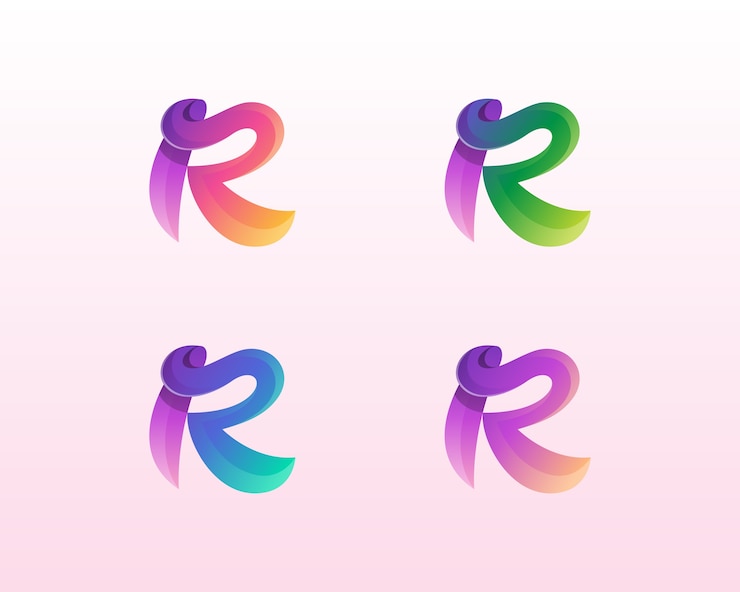 Vector variaciones del logotipo abstracto colorido letra r