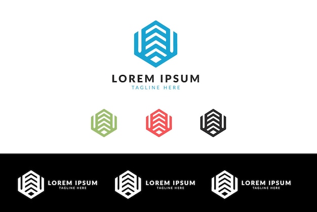 Vector variaciones del logotipo de la empresa en múltiples esquemas de colores sobre un fondo blanco