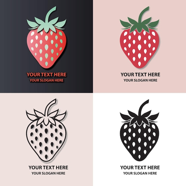 Variaciones del logotipo de la fresa Diseños coloridos y monocromáticos