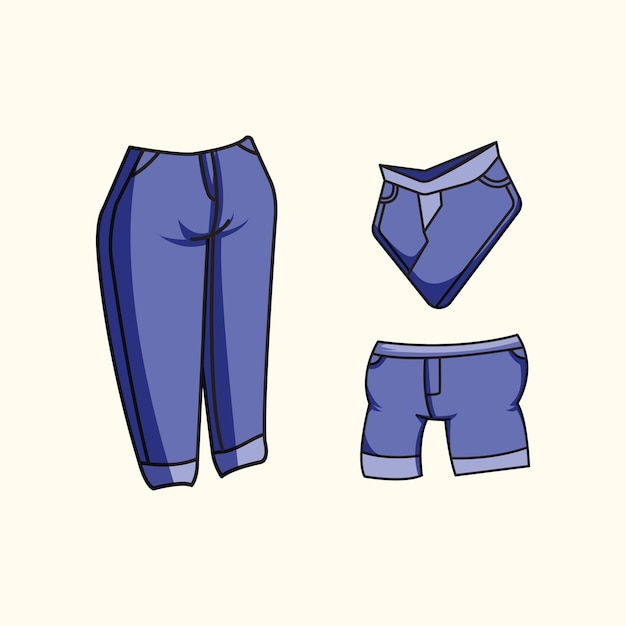 Vector variante 03 de los pantalones vaqueros de dibujos animados