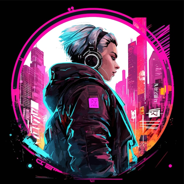 una variante como logotipo de esta imagen de muestra al estilo del videojuego Cyberpunk