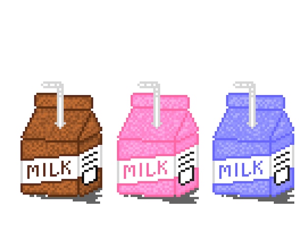 Variante de leche con estilo pixel art