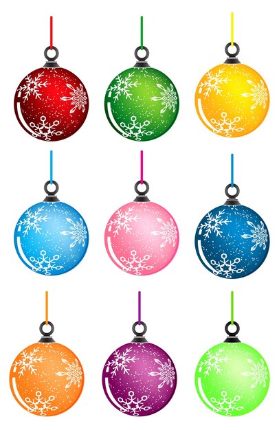 Variantes de bolas de Navidad Ilustración vectorial de color