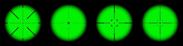 Vector varias armas miras nocturnas rifle de francotirador telescopios ópticos arma de caza visor con objetivo cruzado