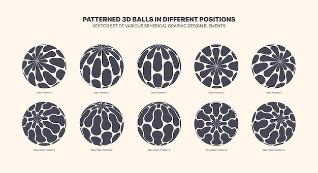 Varias bolas estampadas en 3d vectoriales en diferentes posiciones aisladas en el fondo