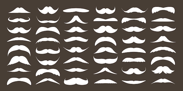 Varias colecciones de bigotes Vintage retro bigotes pelo facial barba hipster Ilustración vectorial