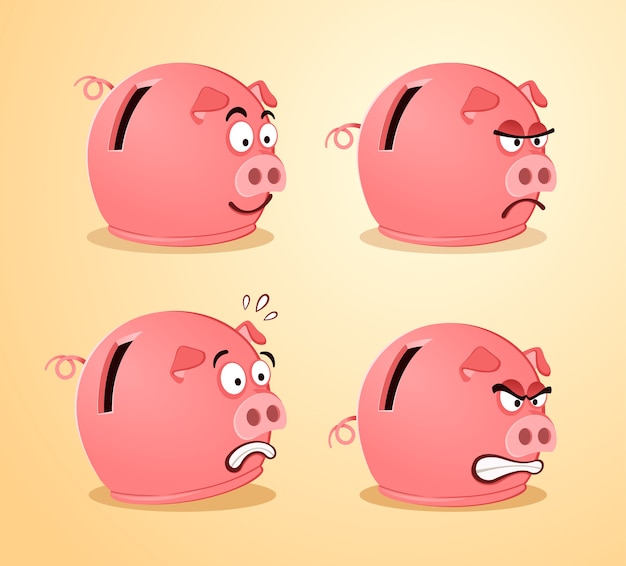 Varias expresiones de piggybank