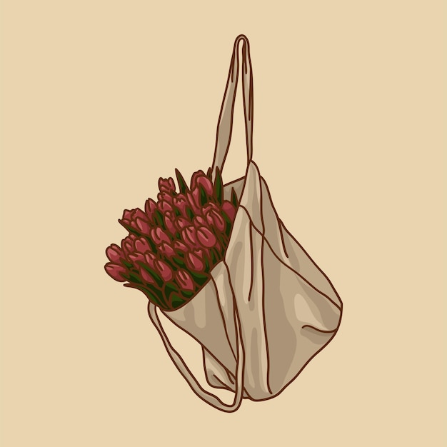 Vector varias flores en una bolsa