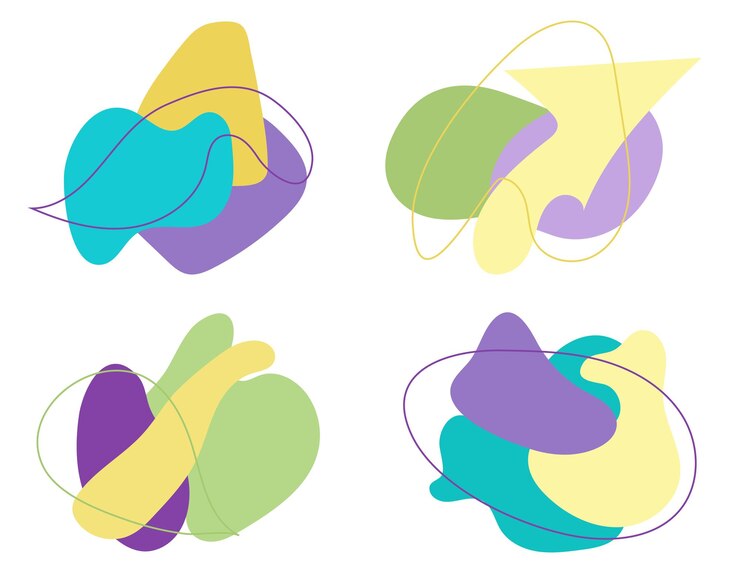 Vector varias formas abstractas geométricas para el diseño en colores modernos.