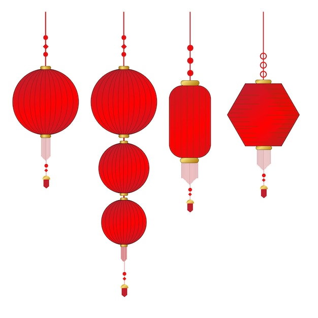 varias formas chino linterna arte vectorial año nuevo elemento de colección chino