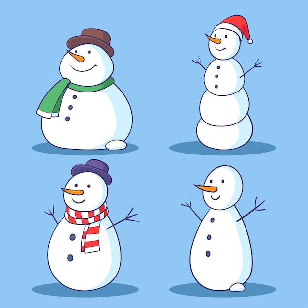 varias formas de hombre de nieve