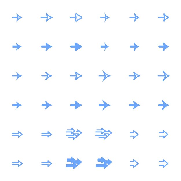 Varias formas de iconos de flecha básicos