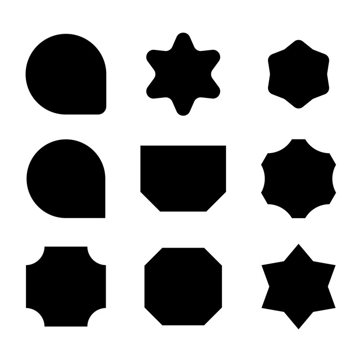 Vector varias formas negras creativas para diseñadores gráficos