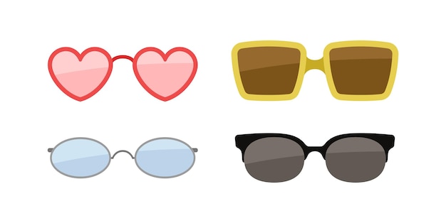 Varias gafas de sol establecen diferentes formas de protección de anteojos para los ojos contra la moda y el estilo del sol