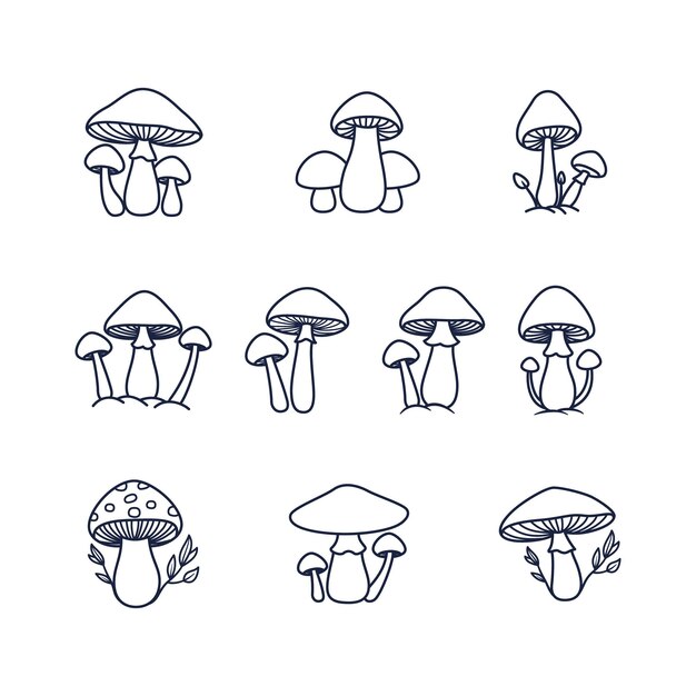 Varias ilustraciones de setas de arte de línea