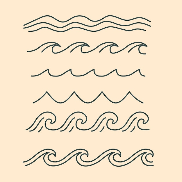 Varias olas agua lago río logo vector ilustración paquete conjunto colección paquete diseño