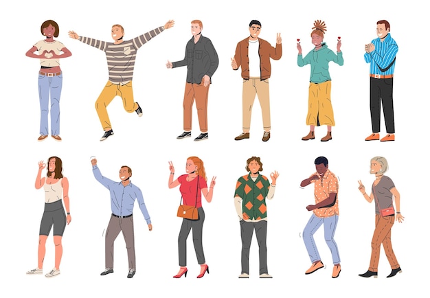Varias personas que muestran gestos positivos