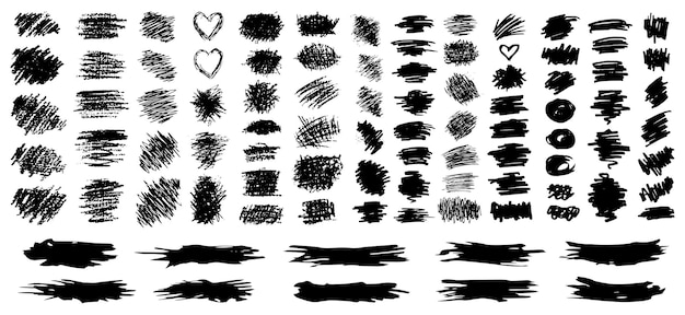 Varias pinceladas y formas vectoriales negras adecuadas para proyectos de diseño creativo y artístico